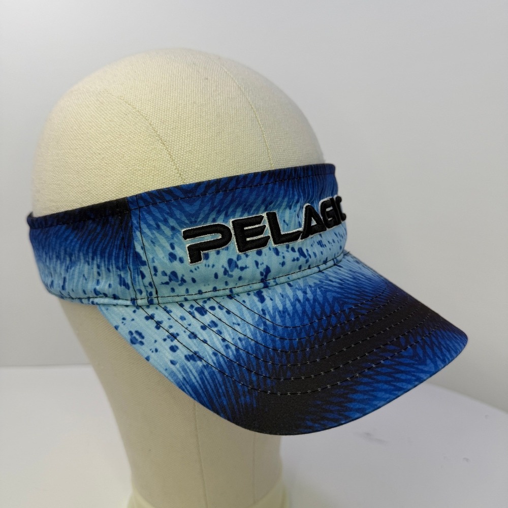 Pelagic Premium Visor Blue Ocean Graphic Fishing Hat Adjustable Marlin Logo